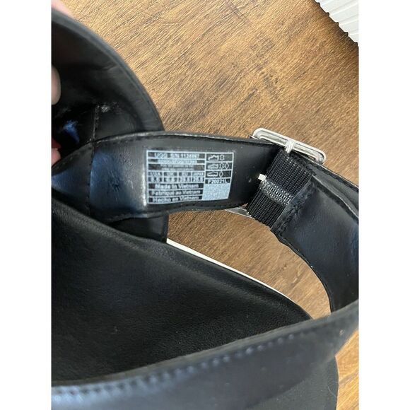 Ugg Zayne Sling Back Platform Sandal Black Leather Upper White Platform Lady 8.5 - Picture 12 of 12